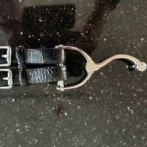 Lauren Ralph Lauren Double Buckle Croc Embossed Belt